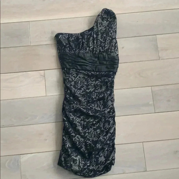 Sky Dresses & Skirts - sky one strap lace and leather mini dress